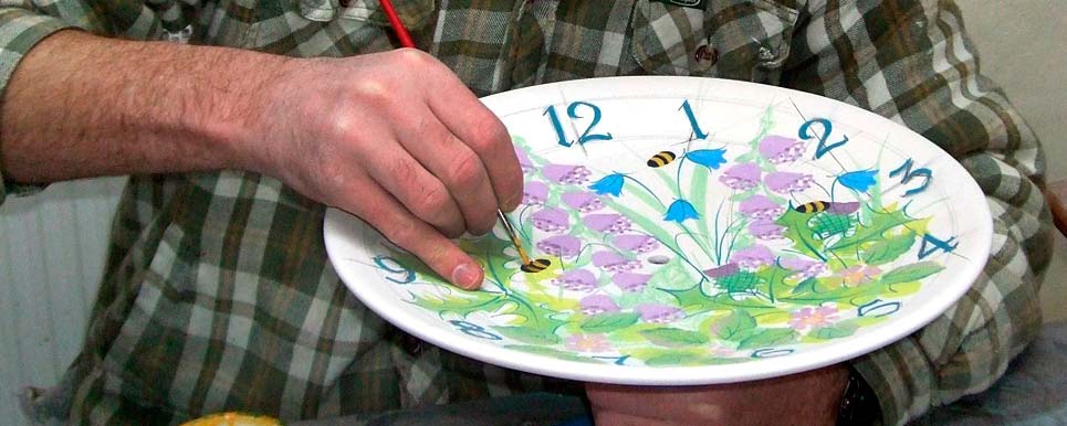 Tain Pottery clock - hand painted